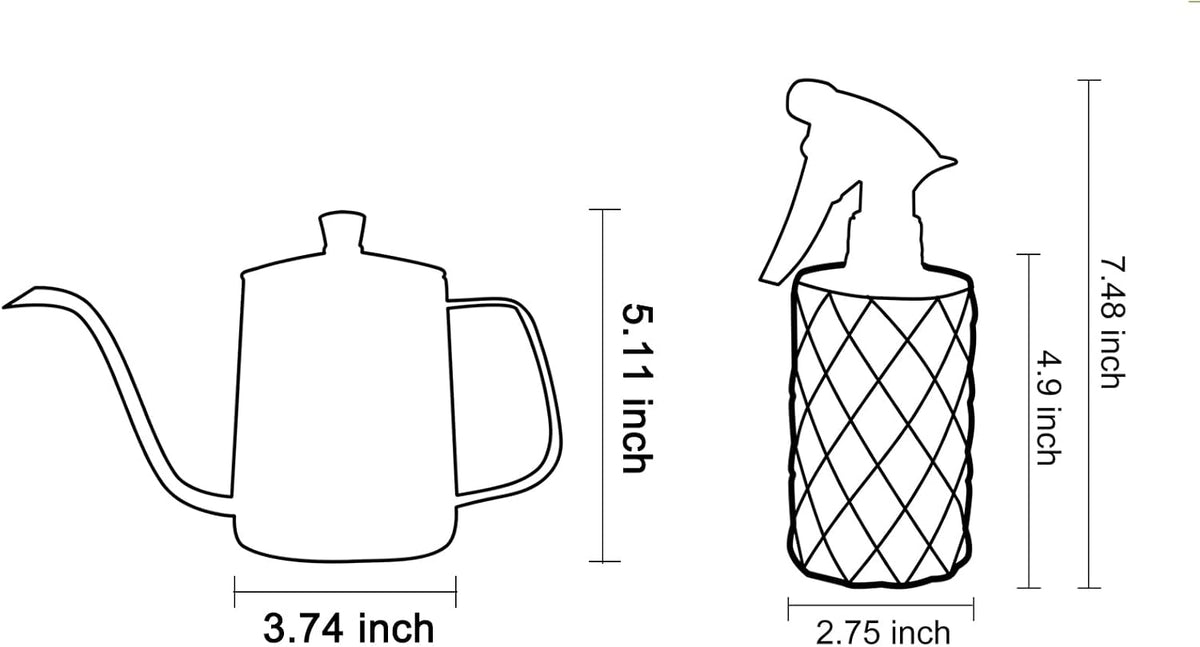 Watering Can for Indoor Plants Long Spout Metal Stainless Steel 21 oz Small Watering Can with 14 oz Glass Plant Mister Spray Bottle for Plants Bonsai