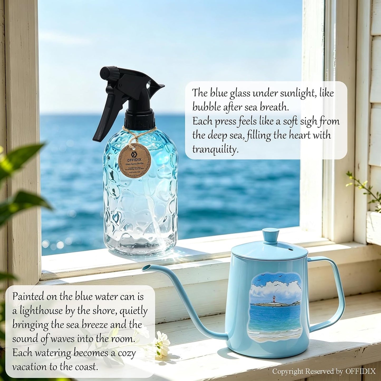 Watering Can for Indoor Plants Long Spout Metal Stainless Steel 21 oz Small Watering Can with 14 oz Glass Plant Mister Spray Bottle for Plants Bonsai