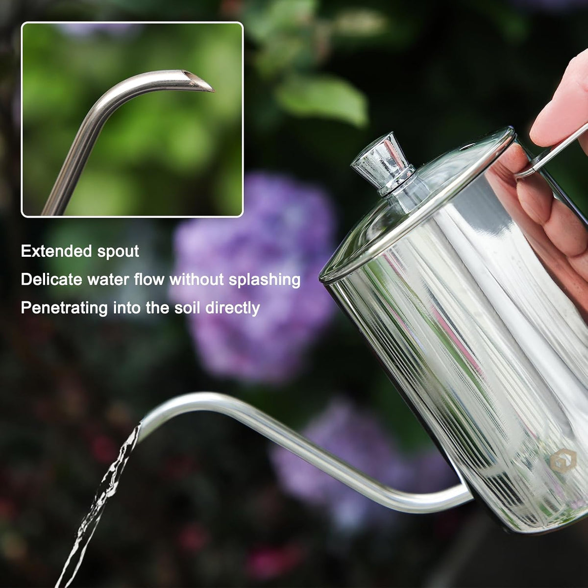 Watering Can for Indoor Plants Long Spout Metal Stainless Steel 21 oz Small Watering Can with 14 oz Glass Plant Mister Spray Bottle for Plants Bonsai
