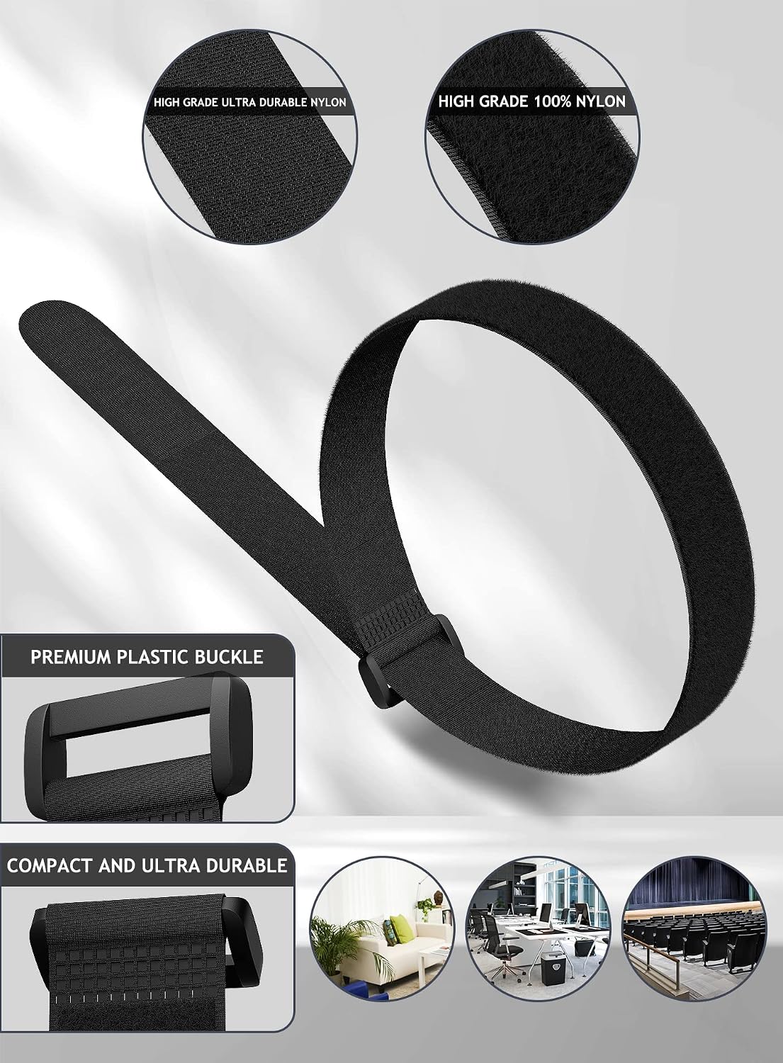 24 Pack Cable Straps Reusable Fastening Cinch Straps Wire Loop Ties 12 In