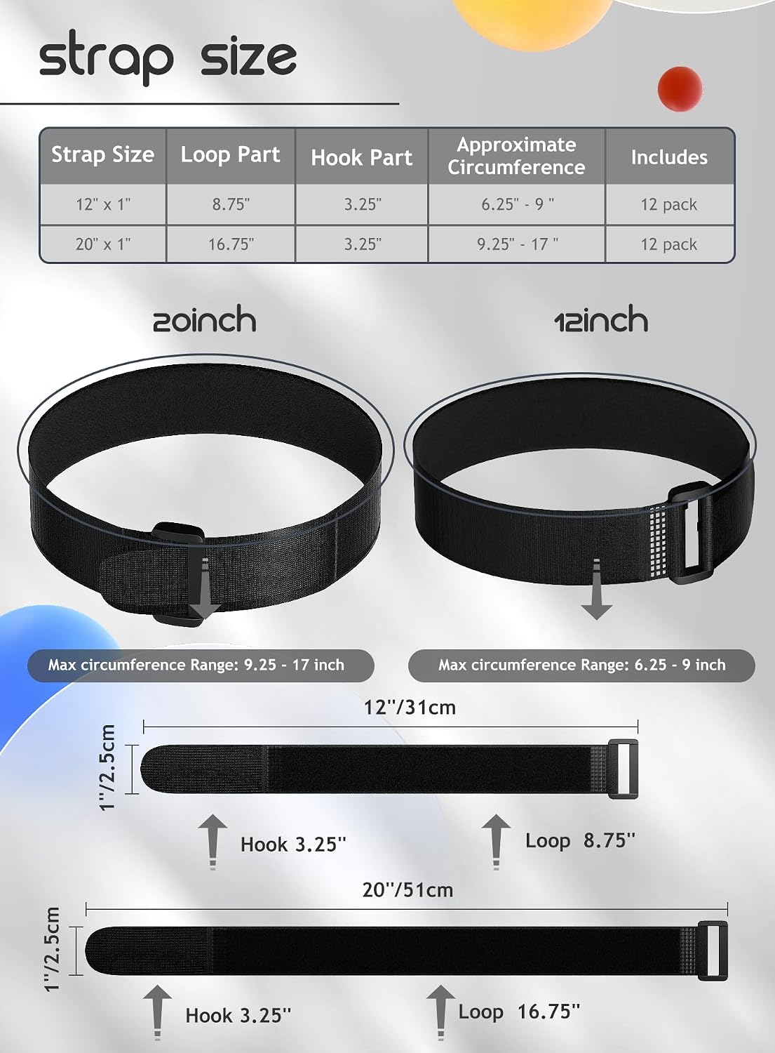 24 Pack Cable Straps Reusable Fastening Cinch Straps Wire Loop Ties 12 In