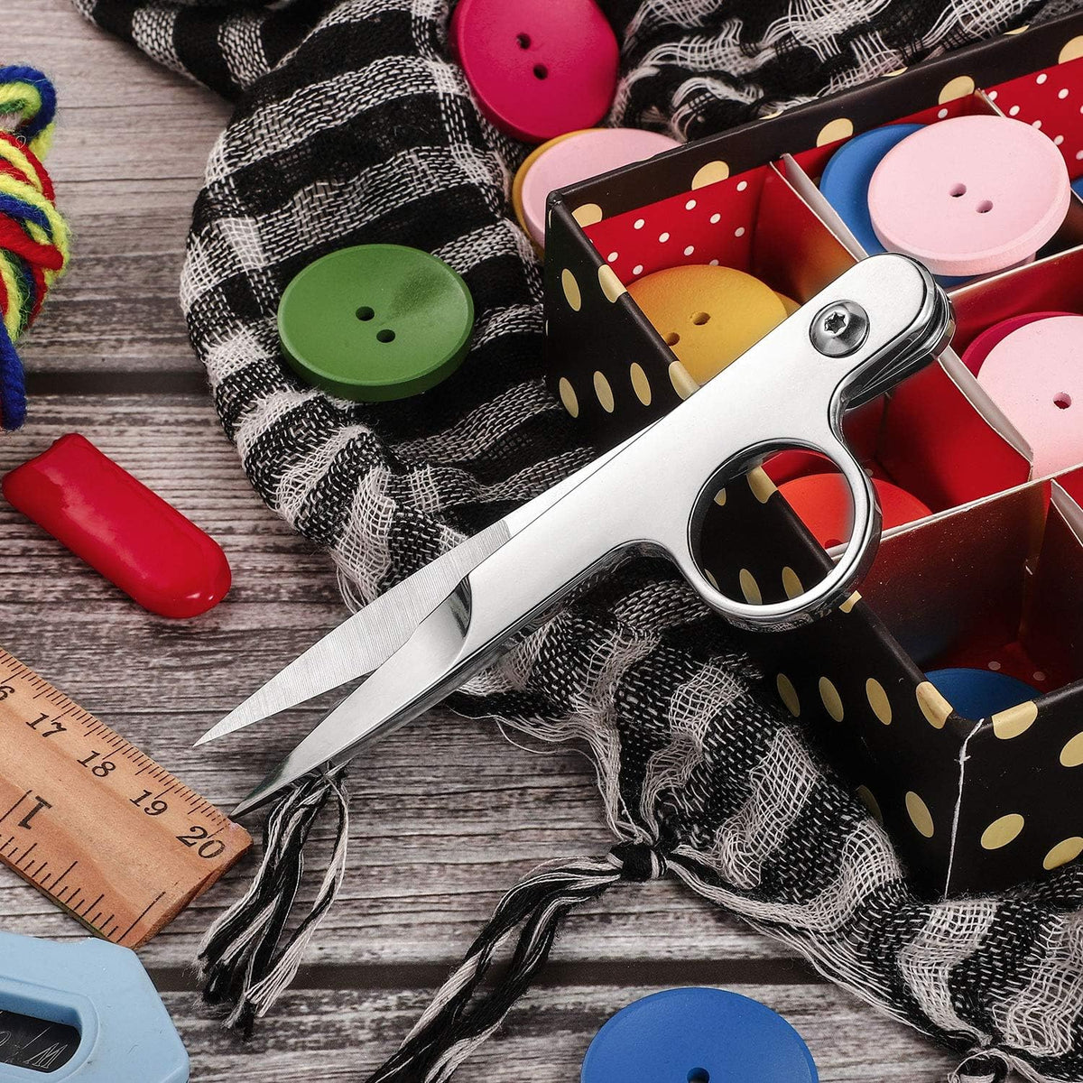 2 Pcs Sewing Scissors Thread Snips with Protective Rubber Sleeve
