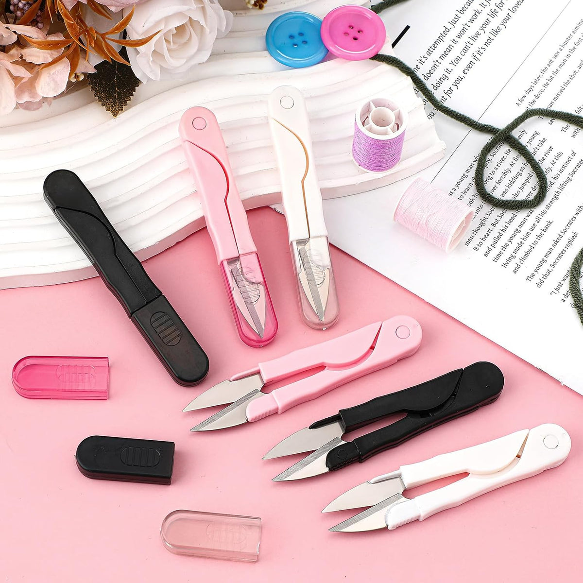 2 Pcs Sewing Scissors Thread Snips with Protective Rubber Sleeve