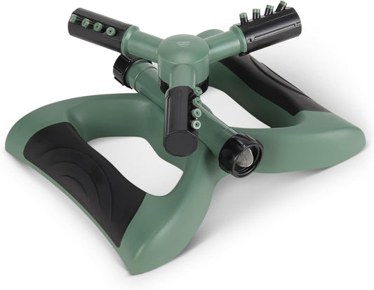 Whirling Rotating Lawn Sprinkler with Adjustable Arms, 1500 sq ft Coverage, Black