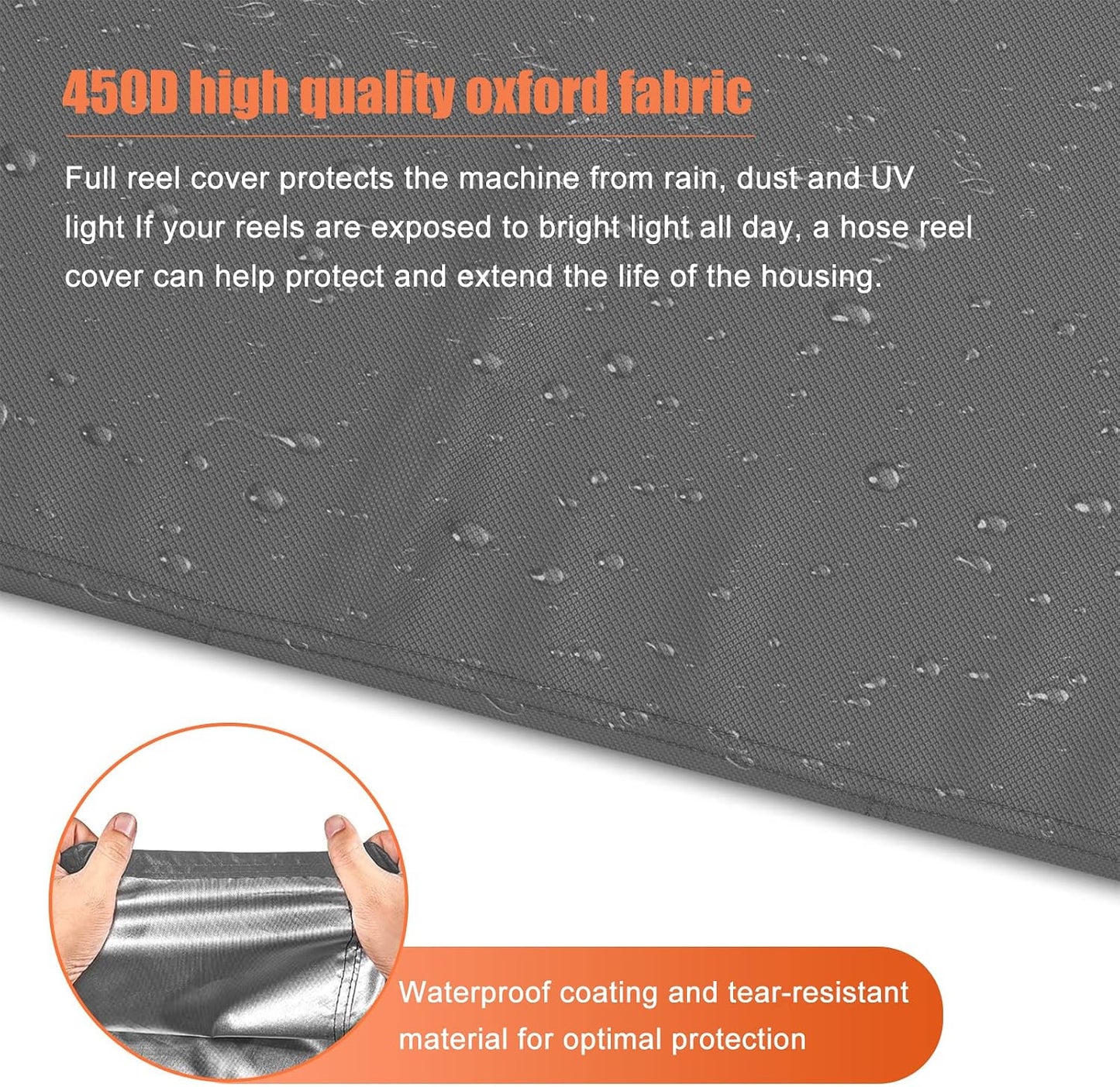 Garden Wall Mounted Retractable Hose Reel Cover, 450D Oxford Polyester Coated Tarp, 100% Waterproof Sunscreen Hose Reel Cover, for:Giraffe tools,Ayleid,Gardena and More.grey,24"L x18"Wx24H"