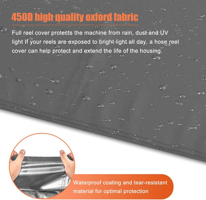 Garden Wall Mounted Retractable Hose Reel Cover, 450D Oxford Polyester Coated Tarp, 100% Waterproof Sunscreen Hose Reel Cover, for:Giraffe tools,Ayleid,Gardena and More.grey,24"L x18"Wx24H"