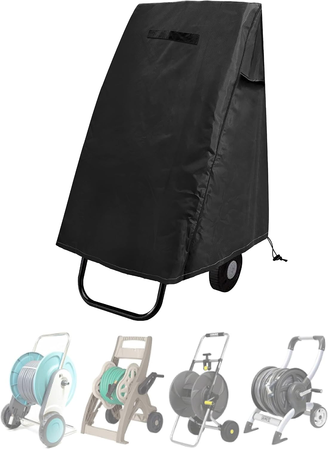 Garden Wall Mounted Retractable Hose Reel Cover, 450D Oxford Polyester Coated Tarp, 100% Waterproof Sunscreen Hose Reel Cover, for:Giraffe tools,Ayleid,Gardena and More.grey,24"L x18"Wx24H"