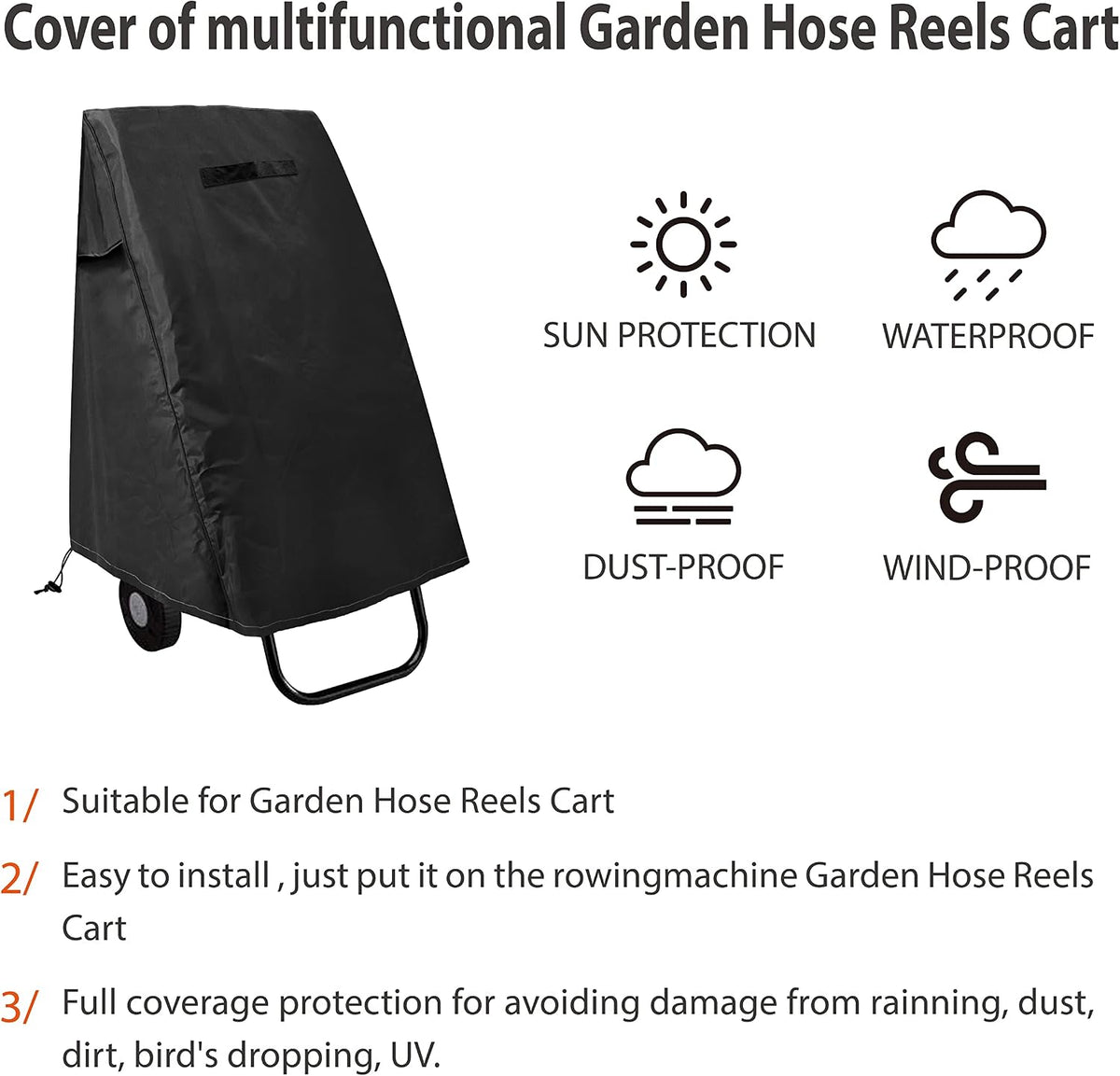 Garden Wall Mounted Retractable Hose Reel Cover, 450D Oxford Polyester Coated Tarp, 100% Waterproof Sunscreen Hose Reel Cover, for:Giraffe tools,Ayleid,Gardena and More.grey,24"L x18"Wx24H"