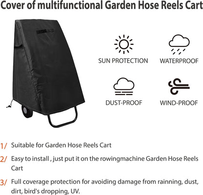 Garden Wall Mounted Retractable Hose Reel Cover, 450D Oxford Polyester Coated Tarp, 100% Waterproof Sunscreen Hose Reel Cover, for:Giraffe tools,Ayleid,Gardena and More.grey,24"L x18"Wx24H"
