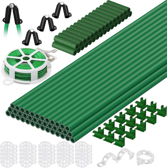 104pcs Garden Stakes, 40 Pack Thicken Fiberglass Tomato Stakes