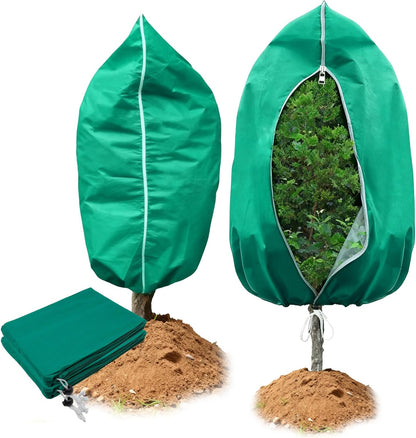 2 PCS 47.2 x 70.8 Inches Plant Covers Freeze Protection, 2.2oz/yd² Frost Cloth for Outdoor Plants with Zipper/Drawstring, for Large Plant Frost Protection Outdoor Shrub Bush Fruit Tree Potte