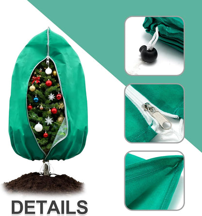 2 PCS 47.2 x 70.8 Inches Plant Covers Freeze Protection, 2.2oz/yd² Frost Cloth for Outdoor Plants with Zipper/Drawstring, for Large Plant Frost Protection Outdoor Shrub Bush Fruit Tree Potte