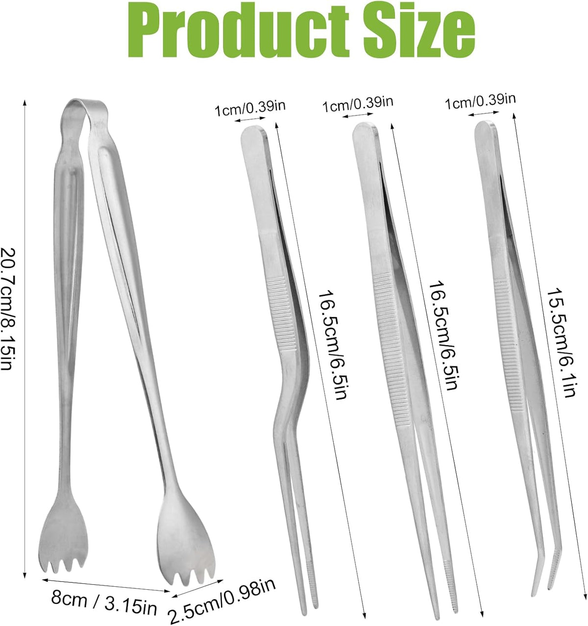 Seedling Transplant Tong & 3pcs Tweezers Set, Stainless Steel Long Thin Seed Starter Seedling Transplanting Pliers Gardening Planting Tool Stuffer Supplies for Plant Lowering Root Damage (Silver)