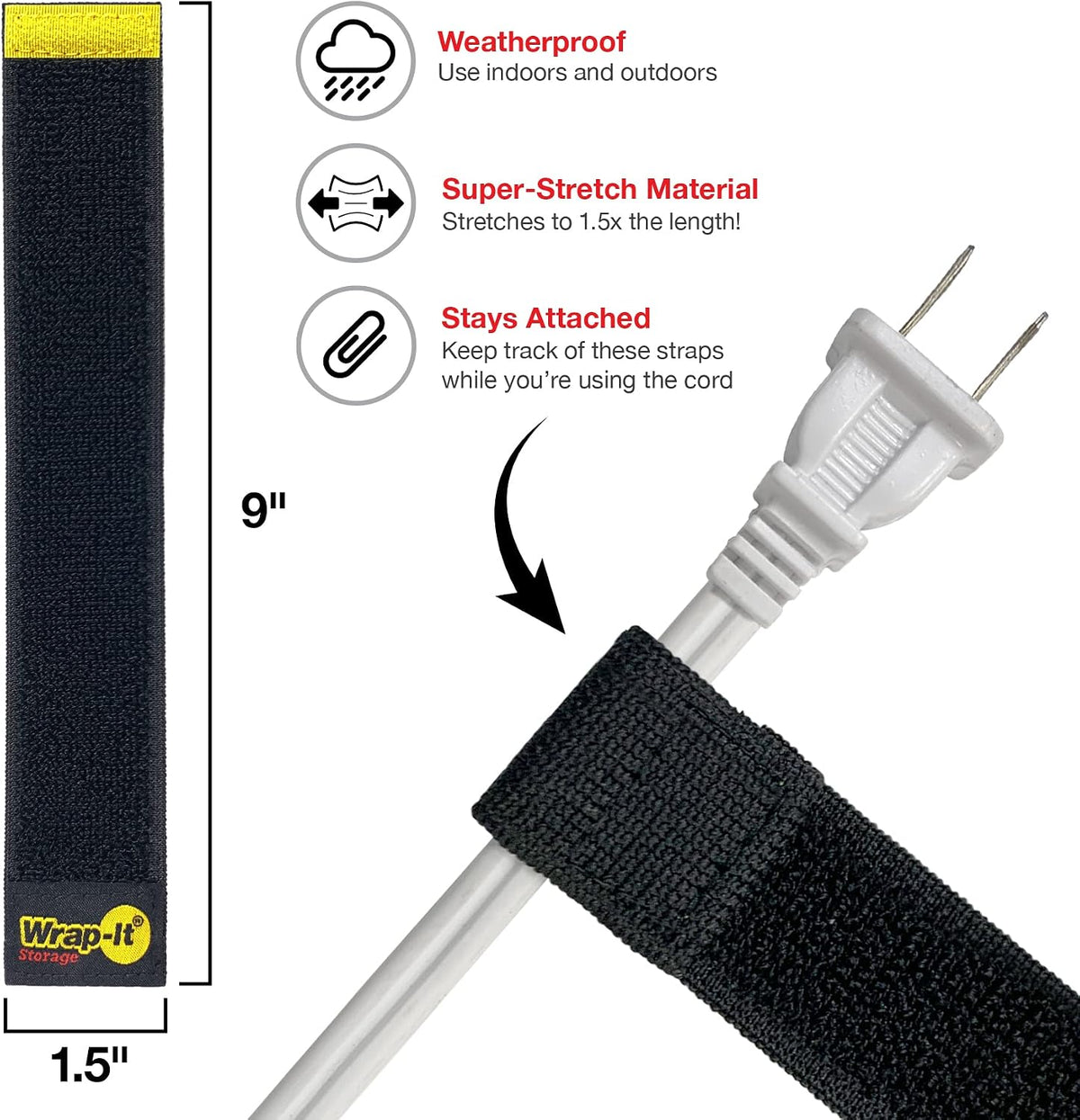 Selfie Straps , 9-inch (10-Pack), Black
