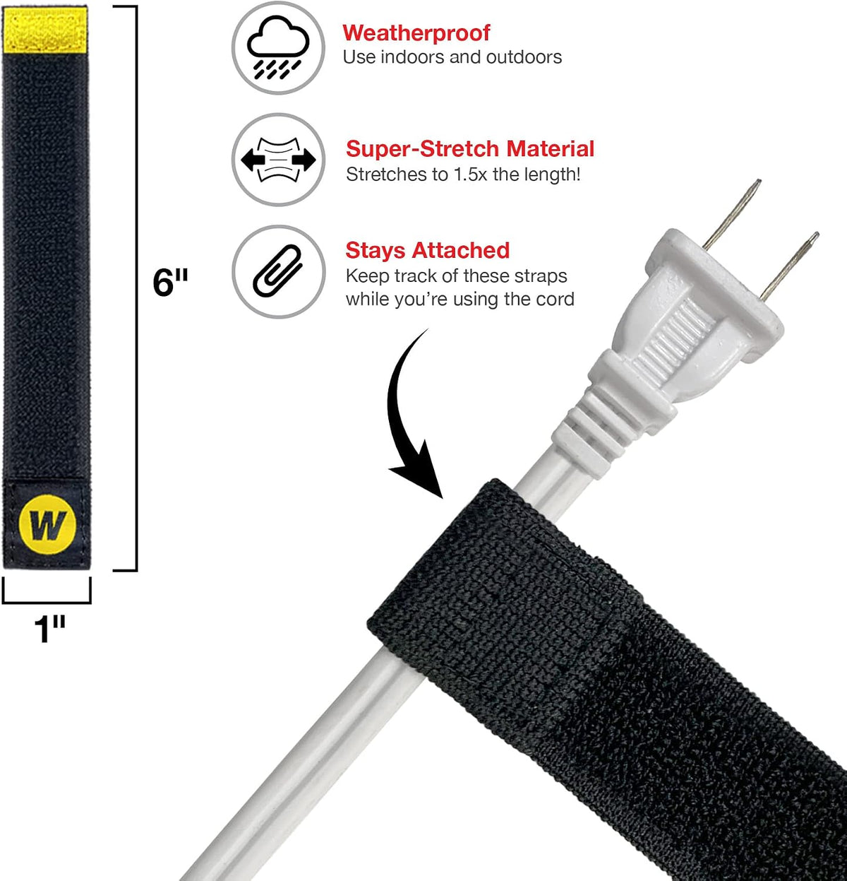 Selfie Straps , 9-inch (10-Pack), Black