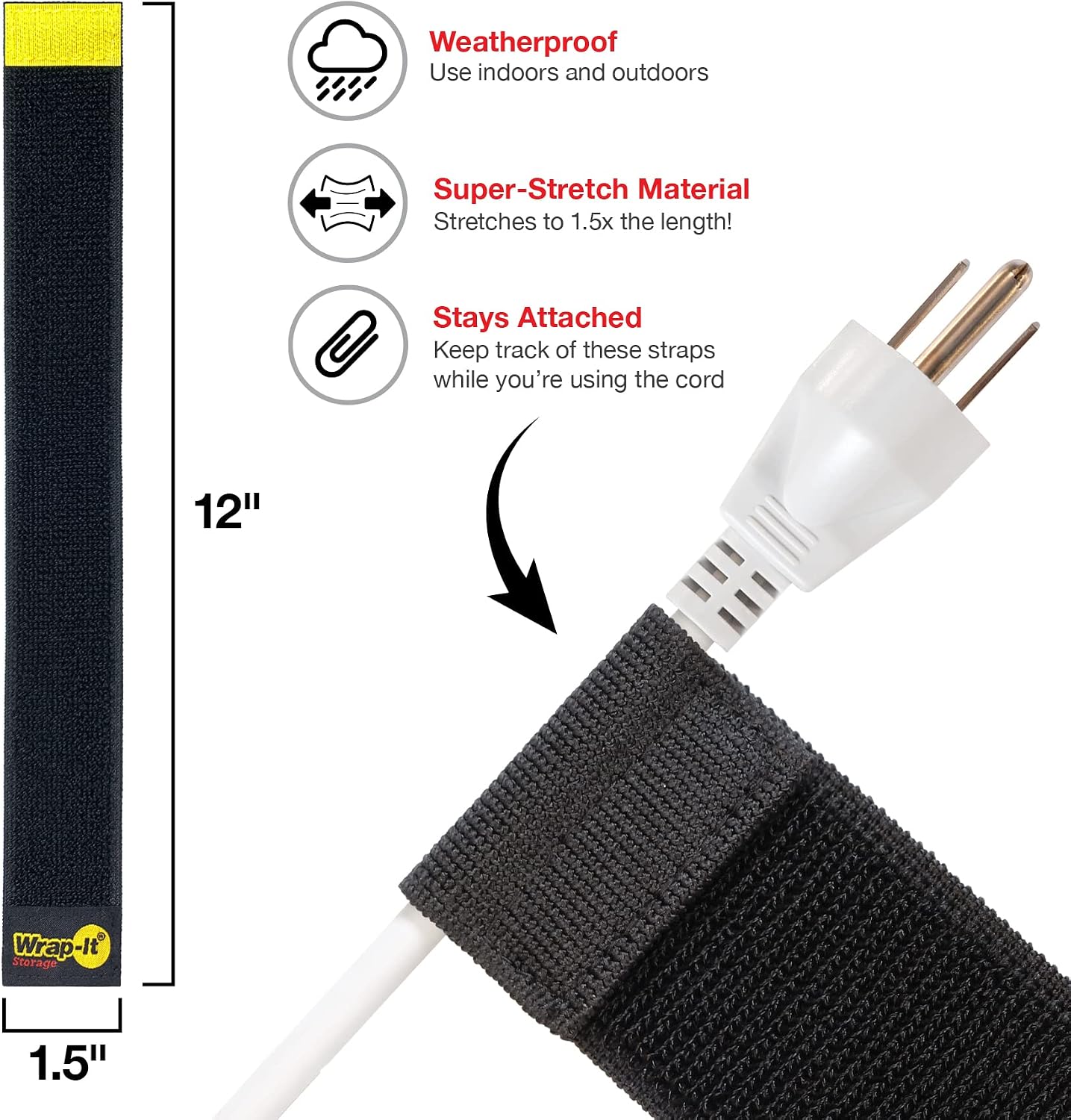 Selfie Straps , 9-inch (10-Pack), Black