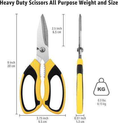 Utility Scissors All Purpose heavy duty 8-Inch Yellow