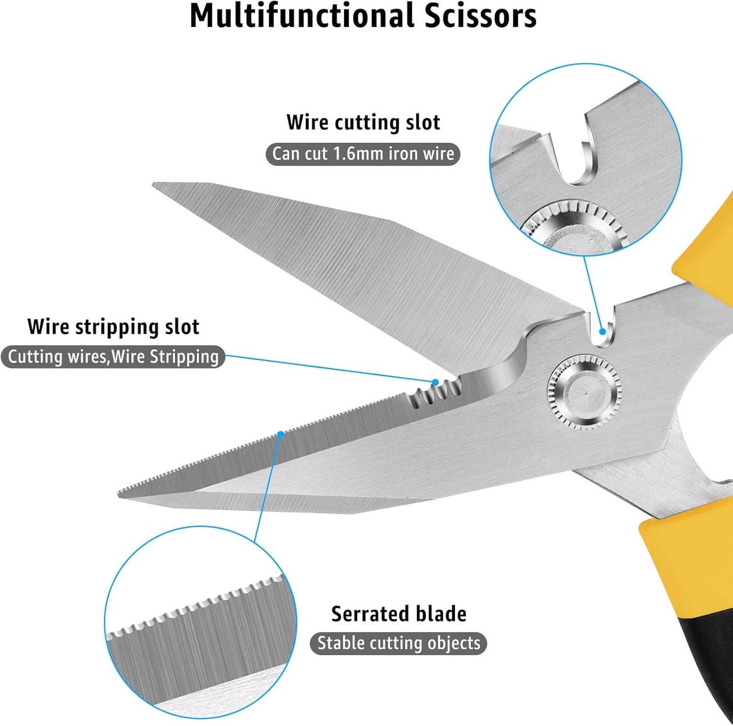 Utility Scissors All Purpose heavy duty 8-Inch Yellow
