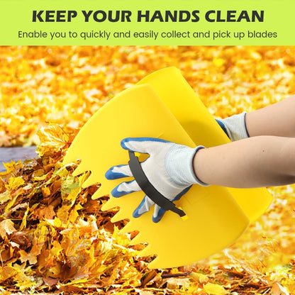 2 Pairs Garden and Yard Leaf Scoops Hand Rakes with 2 Pairs Gloves, Large Sized Handheld Grass Twigs Hand Rakes for Leaves Lawn Debris and Trash Pick Up