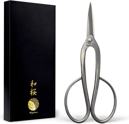 Wazakura Yasugi Stainless Steel Made in Japan Ashinaga Bonsai Scissors 8" (200 mm), Pruning Shears, Japanese Gardening Tools - Yasugi Stainless Steel Traditional Ashinaga