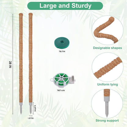 3 Pack Moss Pole, 50 Inch Monstera Plant Support, Tall Moss Poles for Climbing Plants Indoor DIY, Coco Coir Plant Pole Moss Plant Stick Support Stake Kit for Potted Plants, Pothos, Philodendron