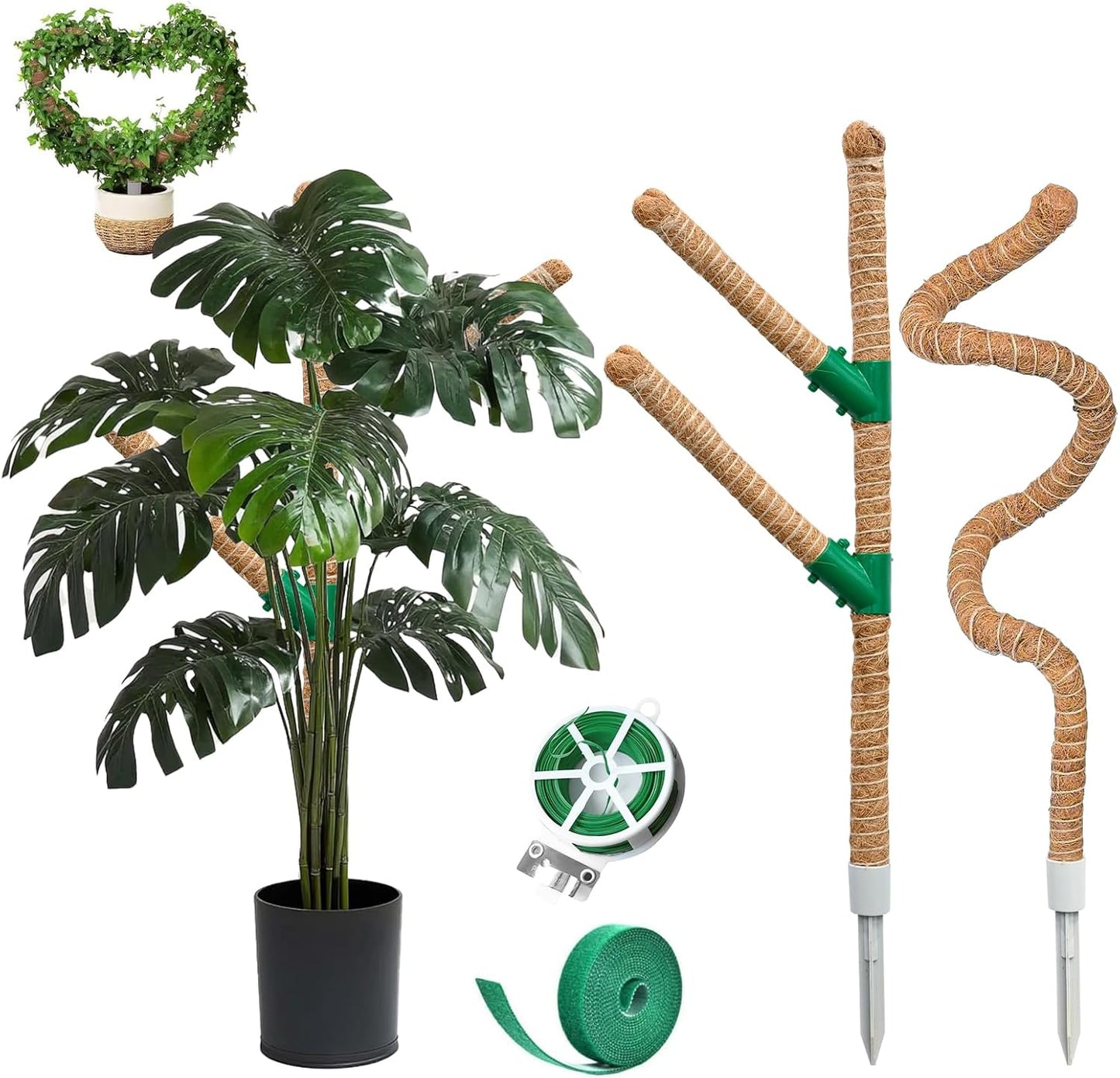 3 Pack Moss Pole, 50 Inch Monstera Plant Support, Tall Moss Poles for Climbing Plants Indoor DIY, Coco Coir Plant Pole Moss Plant Stick Support Stake Kit for Potted Plants, Pothos, Philodendron
