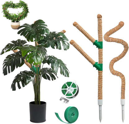 3 Pack Moss Pole, 50 Inch Monstera Plant Support, Tall Moss Poles for Climbing Plants Indoor DIY, Coco Coir Plant Pole Moss Plant Stick Support Stake Kit for Potted Plants, Pothos, Philodendron