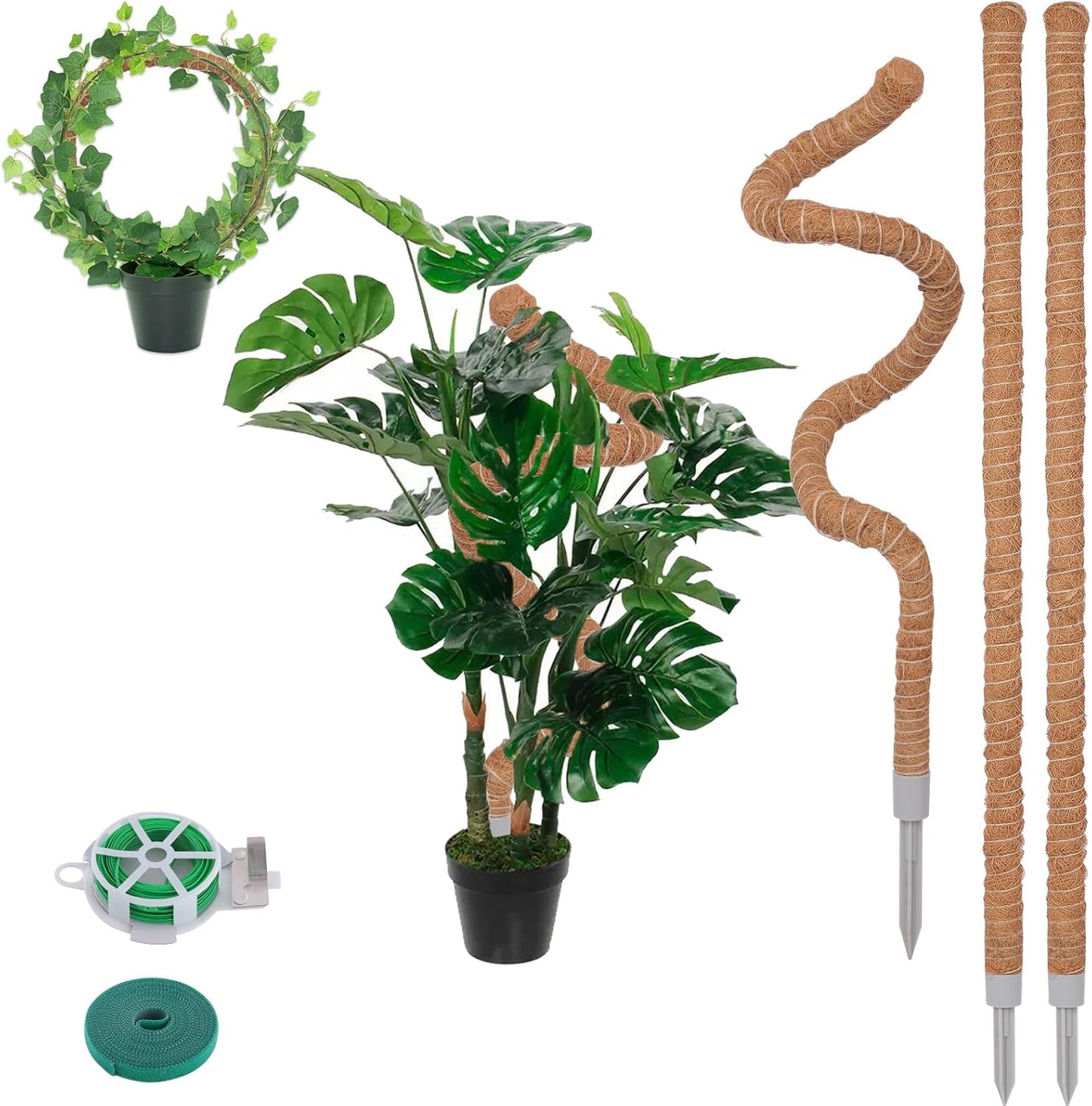 3 Pack Moss Pole, 50 Inch Monstera Plant Support, Tall Moss Poles for Climbing Plants Indoor DIY, Coco Coir Plant Pole Moss Plant Stick Support Stake Kit for Potted Plants, Pothos, Philodendron