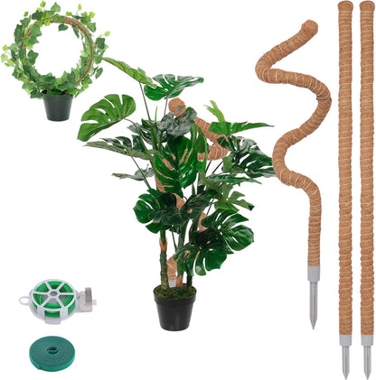 3 Pack Moss Pole, 50 Inch Monstera Plant Support, Tall Moss Poles for Climbing Plants Indoor DIY, Coco Coir Plant Pole Moss Plant Stick Support Stake Kit for Potted Plants, Pothos, Philodendron