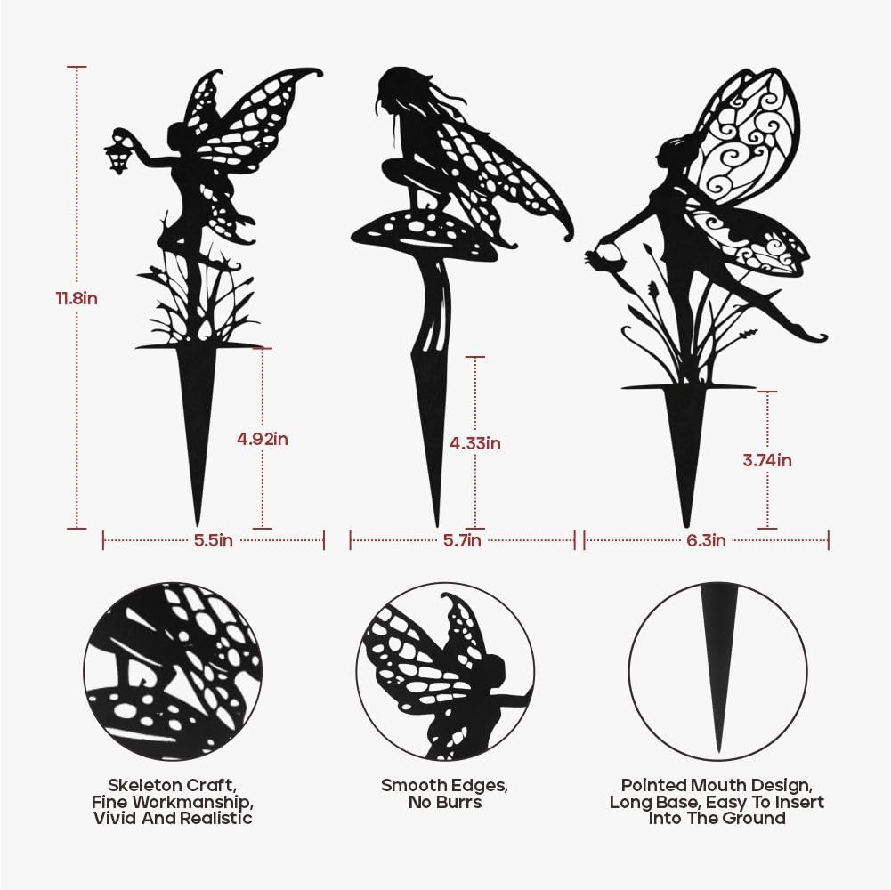 Decorative Garden Stakes, Fairy Garden Statues for Home and Garden (3)