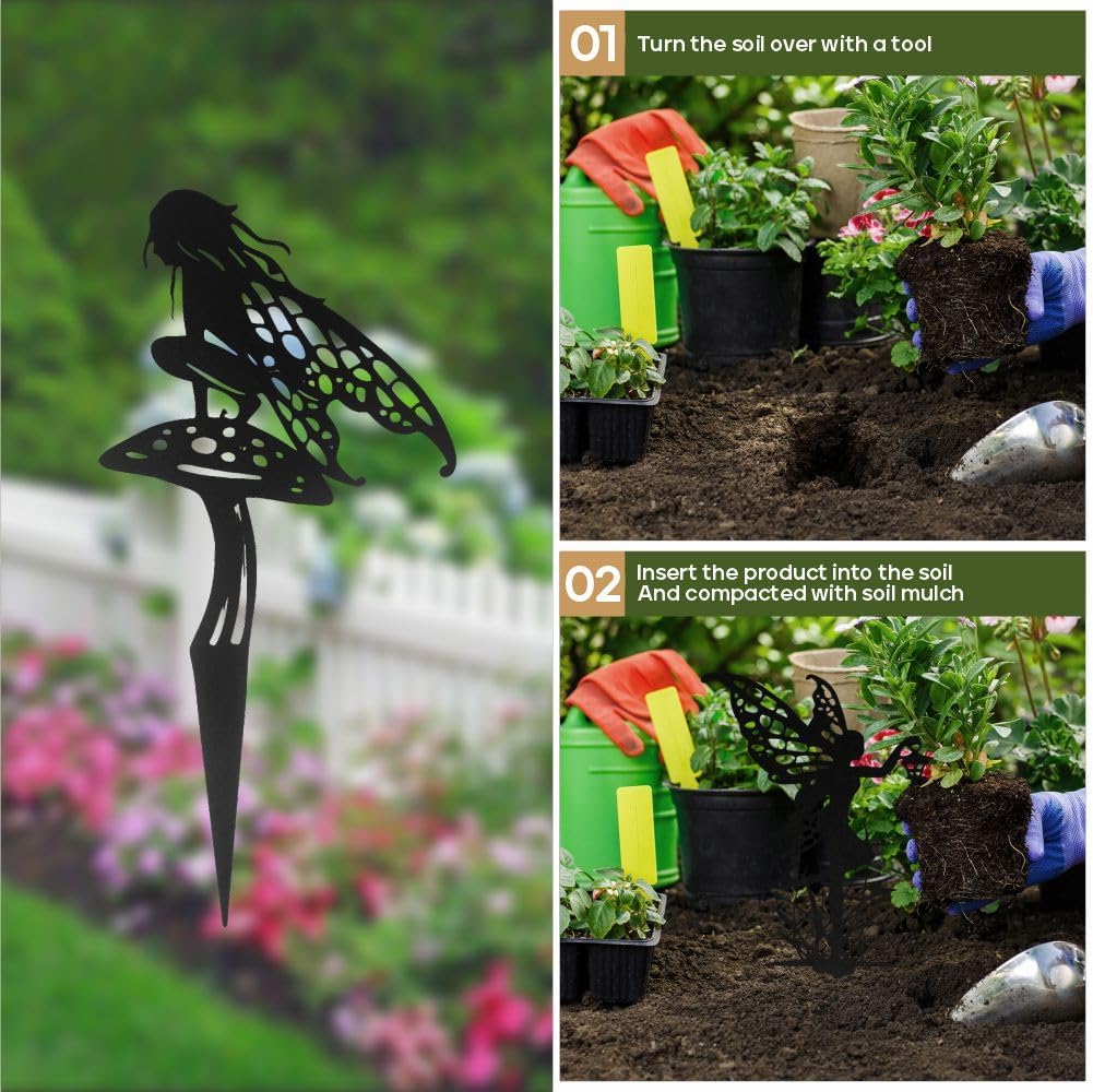 Decorative Garden Stakes, Fairy Garden Statues for Home and Garden (3)