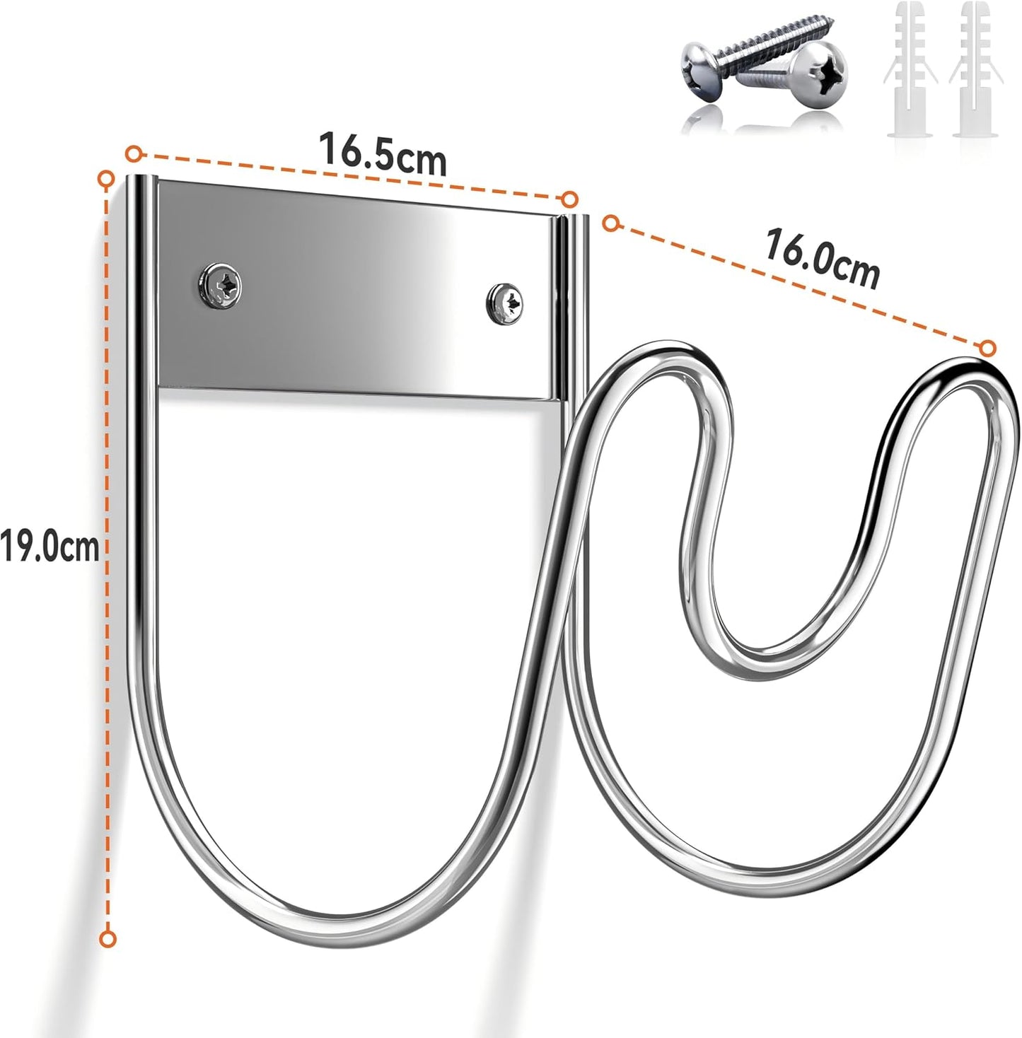 Stainless Steel Garden Hose Holder - Extra Large Heavy Duty Silver SS304 Wall Mounted Hanger for Water Hose, Extension Cords, Vacuum Lines, Anti-Rust Patented Design