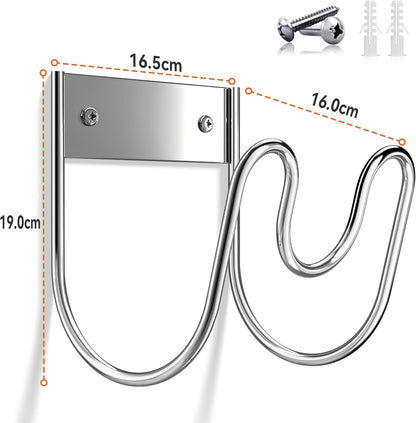 Stainless Steel Garden Hose Holder - Extra Large Heavy Duty Silver SS304 Wall Mounted Hanger for Water Hose, Extension Cords, Vacuum Lines, Anti-Rust Patented Design