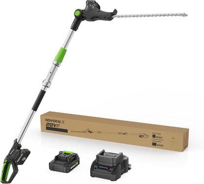 Pole Hedge Trimmer Cordless 20V with Battery Powered 20-Inch Electric Hedge Trimmers 15-FT Reach with Extension Pole Multiple Angles for Shrubs Pruning Bush Trimmer