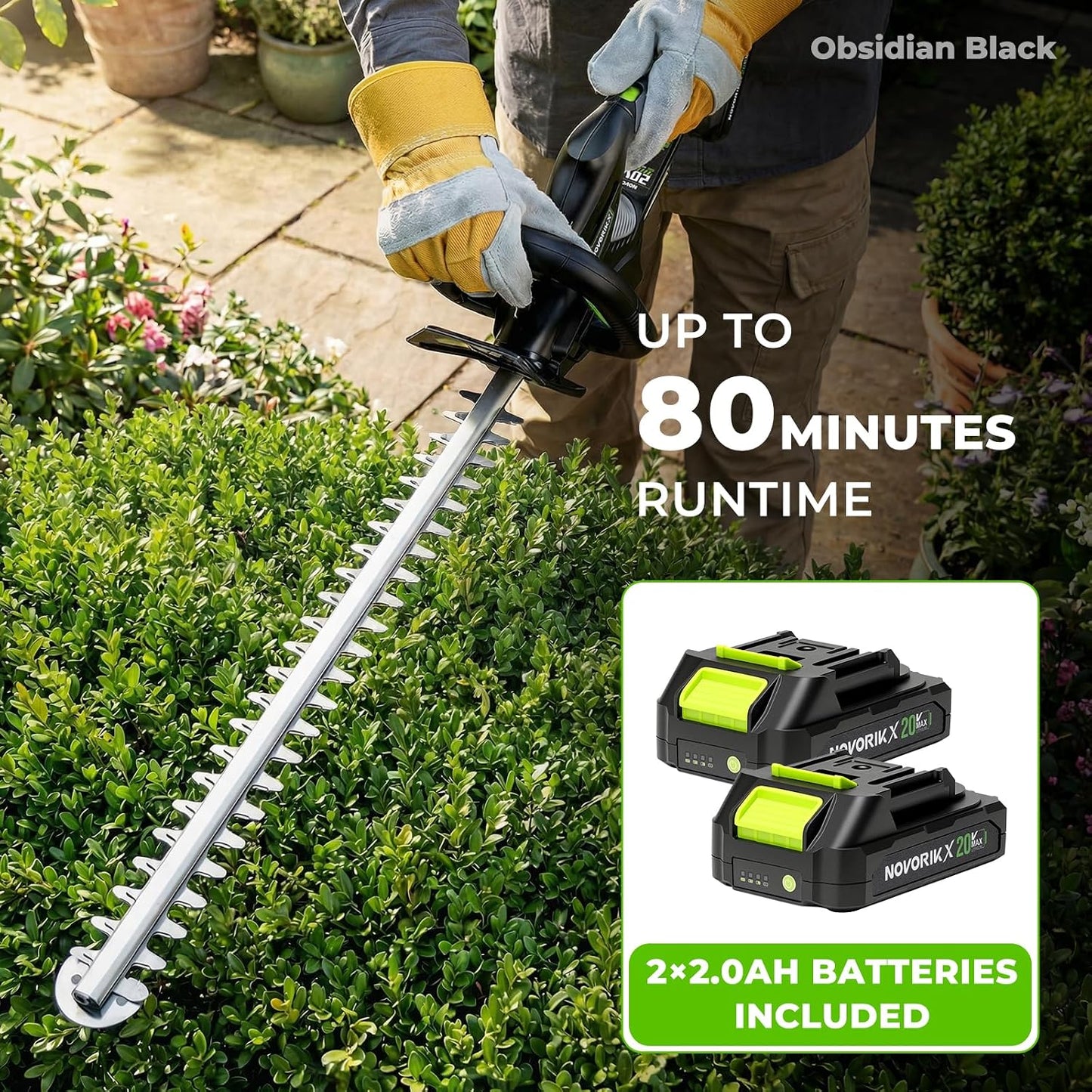 Pole Hedge Trimmer Cordless 20V with Battery Powered 20-Inch Electric Hedge Trimmers 15-FT Reach with Extension Pole Multiple Angles for Shrubs Pruning Bush Trimmer