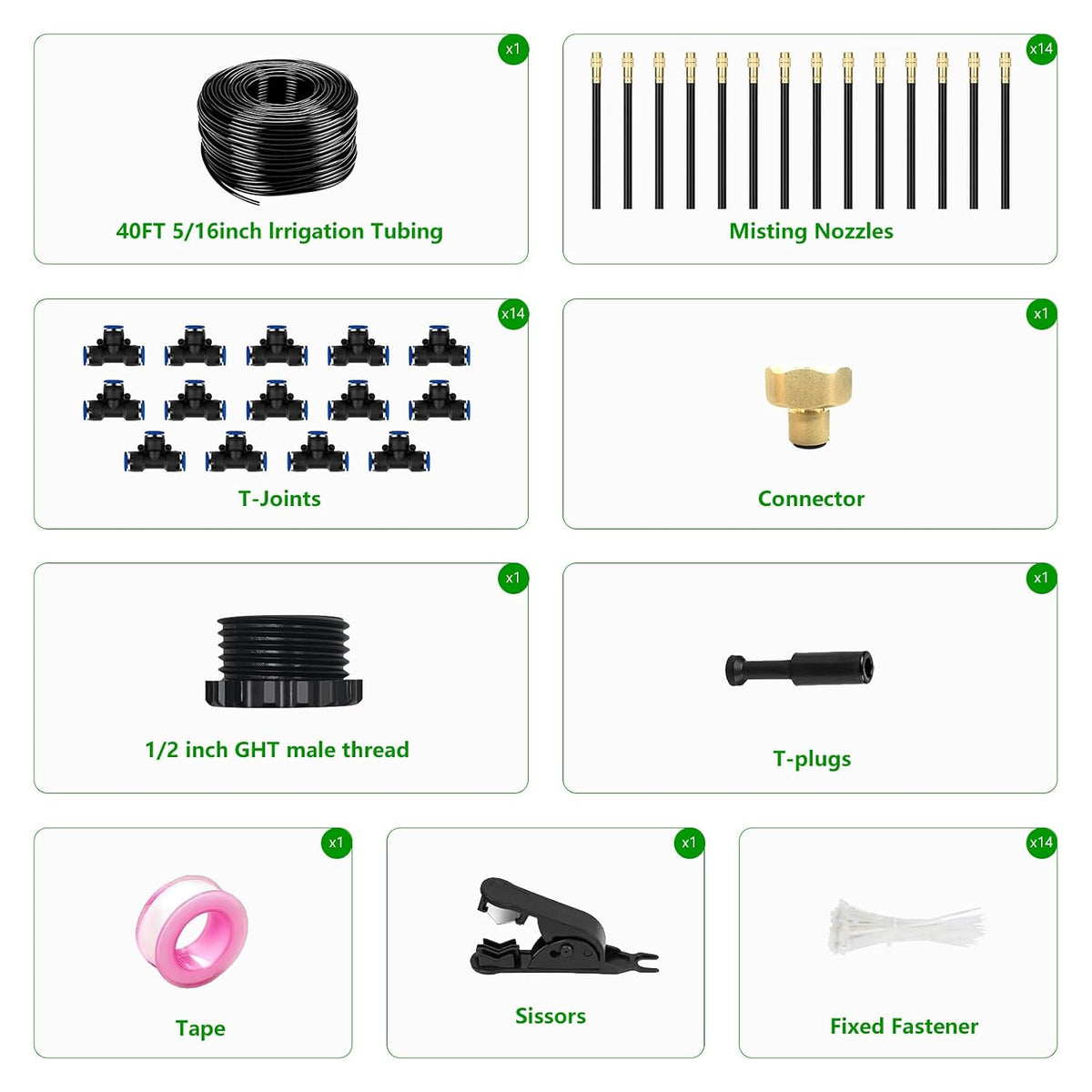 60FT Drip Irrigation System for Garden – Automatic Watering Kit with Solid Brass Metal Connectors, 360° Bendable Tubing &16 Adjustable Nozzles for Greenhouse, Lawn, Yard & Plants