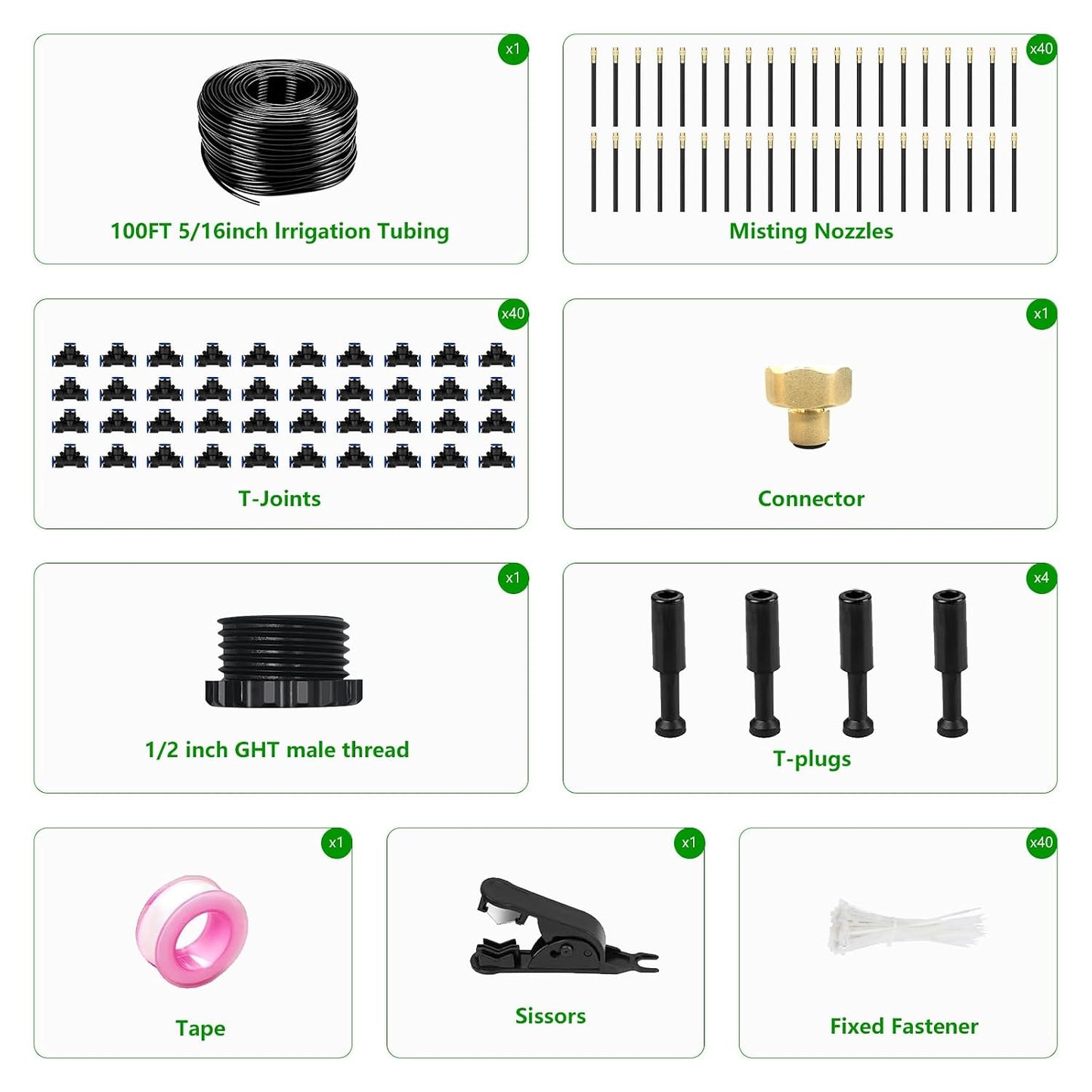60FT Drip Irrigation System for Garden – Automatic Watering Kit with Solid Brass Metal Connectors, 360° Bendable Tubing &16 Adjustable Nozzles for Greenhouse, Lawn, Yard & Plants