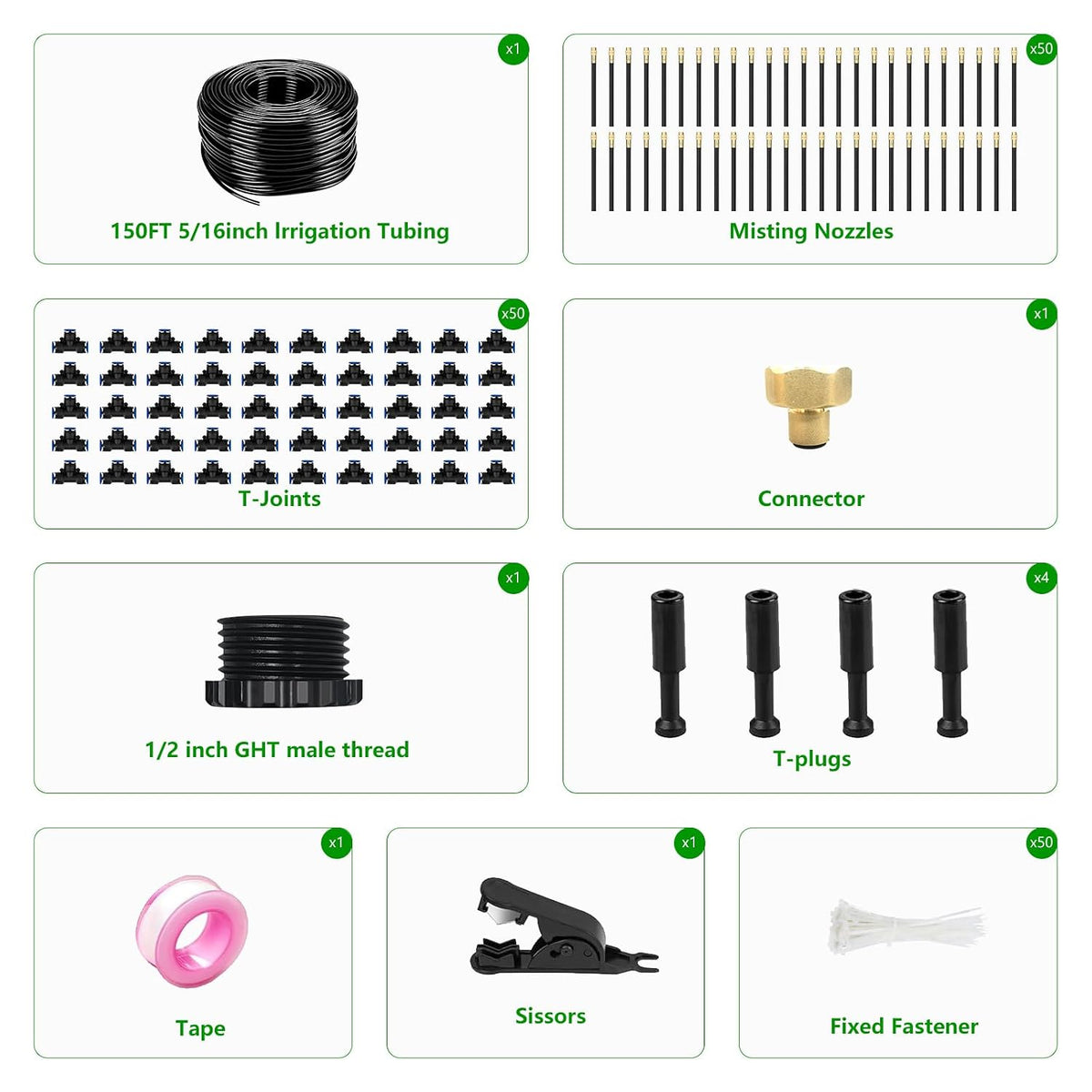 60FT Drip Irrigation System for Garden – Automatic Watering Kit with Solid Brass Metal Connectors, 360° Bendable Tubing &16 Adjustable Nozzles for Greenhouse, Lawn, Yard & Plants