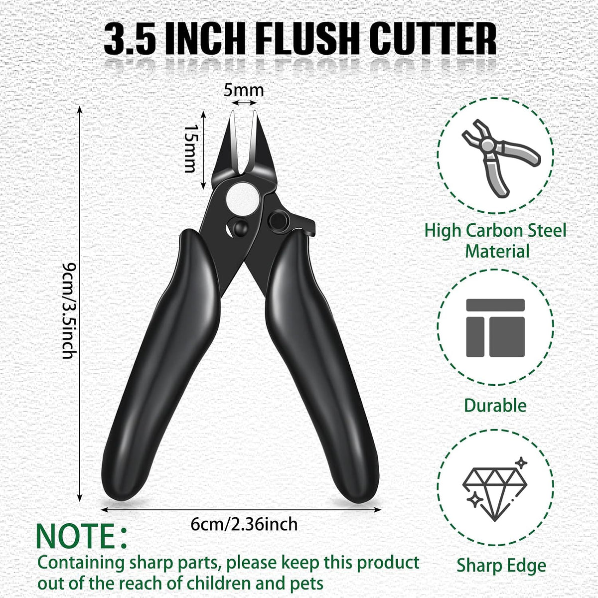 3 Packs 3. 5 Inch Wire Cutters Mini Soft Wire Snips Nippers Micro Cutter with Lock Flush Diagonal Cutting Pliers Small Flush Cut Pliers Jewelers Tools for Electronic(Black)