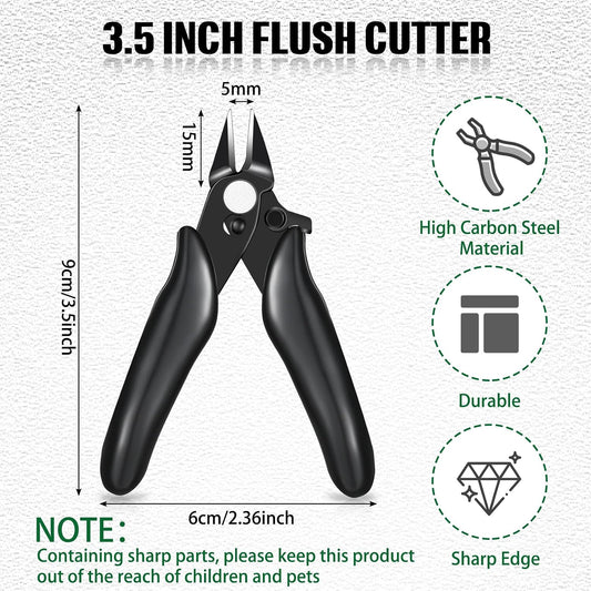 3 Packs 3. 5 Inch Wire Cutters Mini Soft Wire Snips Nippers Micro Cutter with Lock Flush Diagonal Cutting Pliers Small Flush Cut Pliers Jewelers Tools for Electronic(Black)