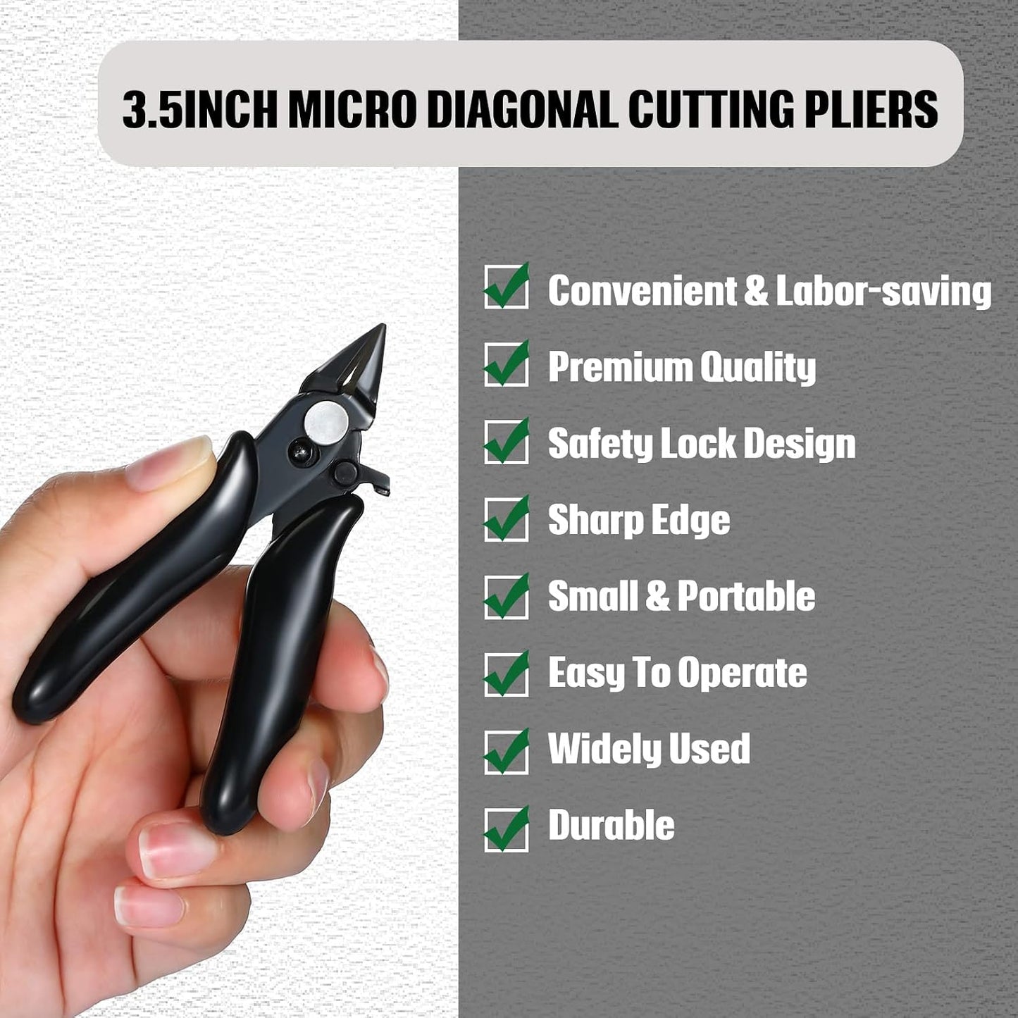 3 Packs 3. 5 Inch Wire Cutters Mini Soft Wire Snips Nippers Micro Cutter with Lock Flush Diagonal Cutting Pliers Small Flush Cut Pliers Jewelers Tools for Electronic(Black)