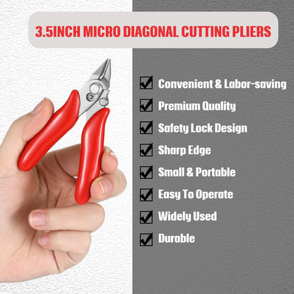 3 Packs 3. 5 Inch Wire Cutters Mini Soft Wire Snips Nippers Micro Cutter with Lock Flush Diagonal Cutting Pliers Small Flush Cut Pliers Jewelers Tools for Electronic(Black)