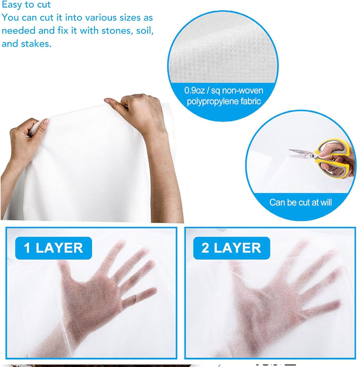 Plant Anti Freeze Cover, Plant Covers, UV Resistant Breathable Plant Frost Blanket Floating Blankets Fabric Plants for Cold Winter Reusable Floating Row Cover