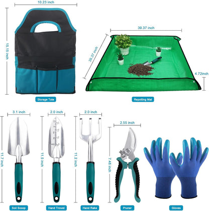 Garden Tools Set, 8 Piece Gardening Tools Set with Non Slip Ergonomic Handle, Heavy Duty Garden Tool Set with Storage Bag, Gardening Kit for Women, Garden Hand Tools Gift for Women and Men, Orange