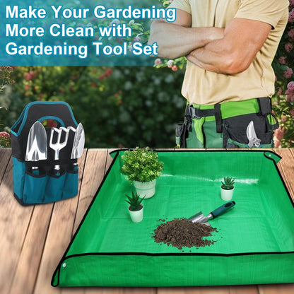 Garden Tools Set, 8 Piece Gardening Tools Set with Non Slip Ergonomic Handle, Heavy Duty Garden Tool Set with Storage Bag, Gardening Kit for Women, Garden Hand Tools Gift for Women and Men, Orange