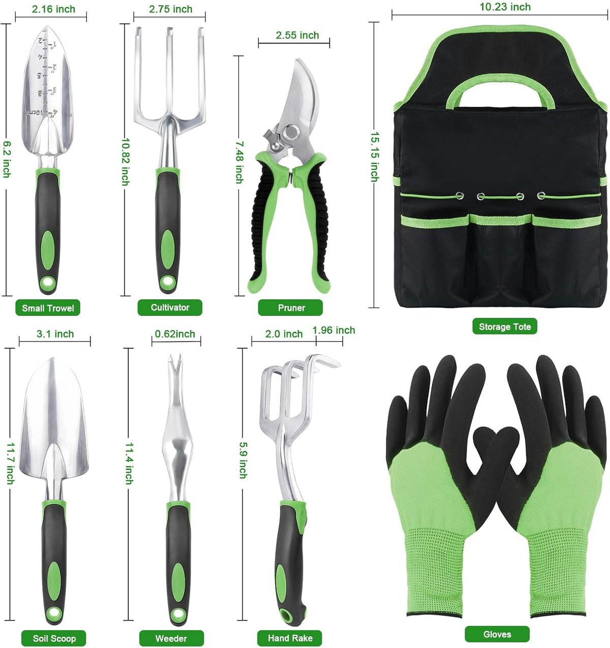 Garden Tools Set, 8 Piece Gardening Tools Set with Non Slip Ergonomic Handle, Heavy Duty Garden Tool Set with Storage Bag, Gardening Kit for Women, Garden Hand Tools Gift for Women and Men, Orange