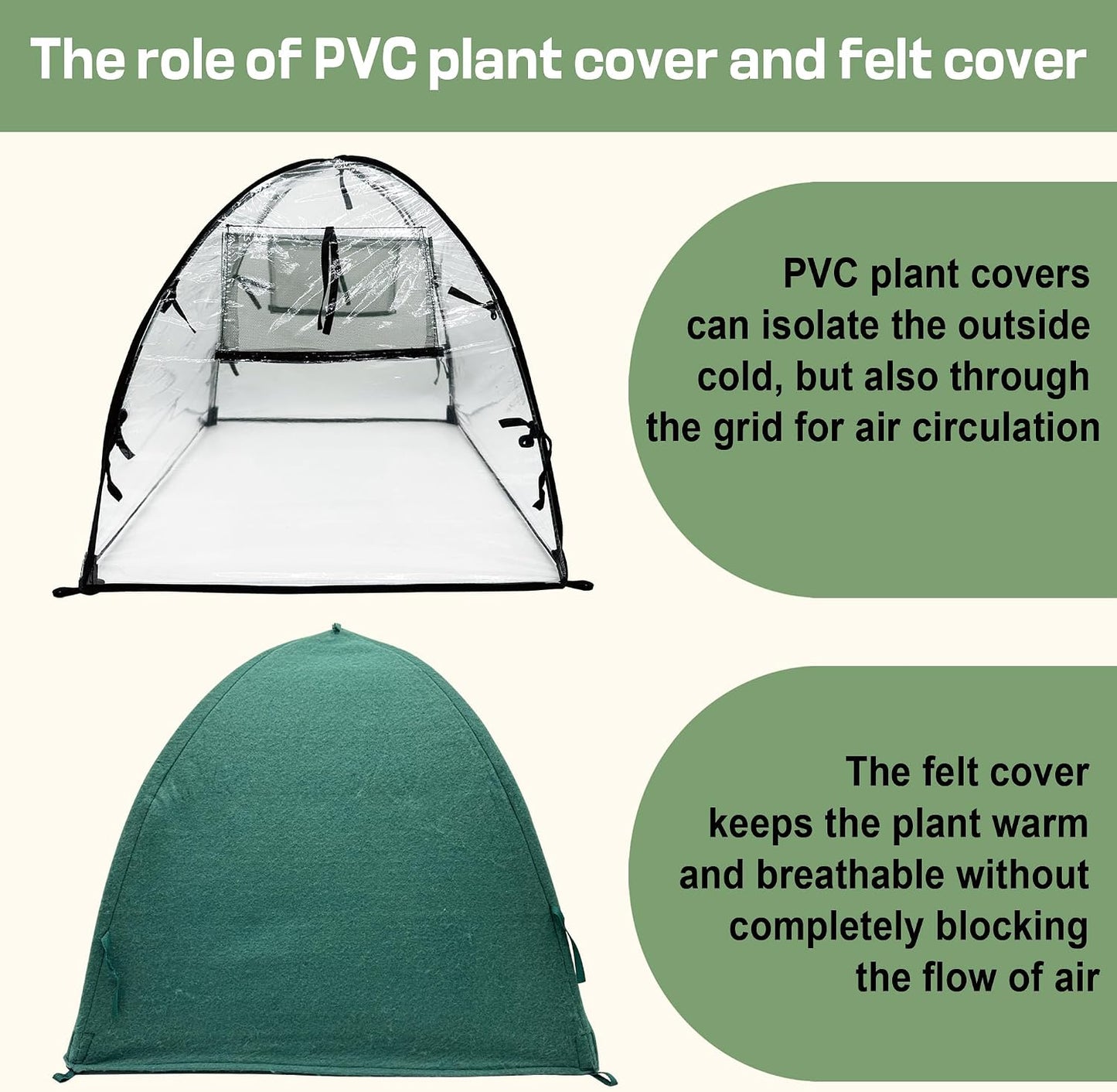 Plant Tent Cover Freeze Protection for Winter Plants Clear 36" x 36" x 38"