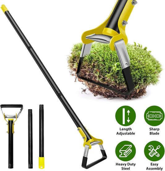 Hoe Garden Tool, Heavy-Duty Adjustable Garden Hoe, Long Handle Loop Stirrup Hula Hoe, Upgraded Scuffle Garden for Weeding and Loosening Soil (31-46 Inch)