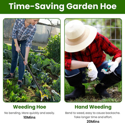 Hoe Garden Tool, Heavy-Duty Adjustable Garden Hoe, Long Handle Loop Stirrup Hula Hoe, Upgraded Scuffle Garden for Weeding and Loosening Soil (31-46 Inch)