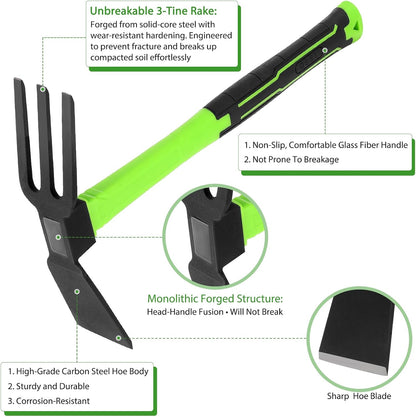 2pcs Garden Tools Comfortable Handle Hoes for Garden Work Carbon Steel Outdoor Tools